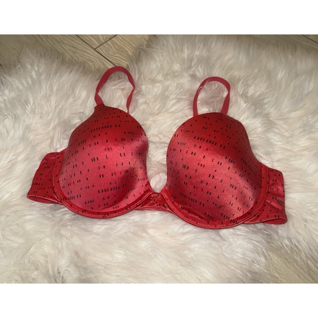 Maidenform 09729 Love The Lift Demi Push Up Bra Underwire Printed Womens 36c Red